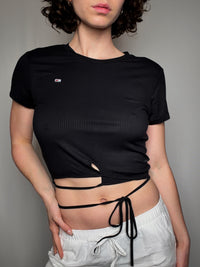 Schwarzes Tommy Hilfiger Crop Top L Vintage