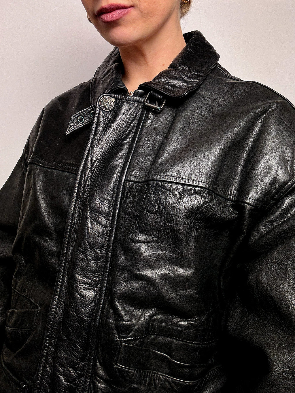 VERRA PELLE XL vintage straight black leather jacket