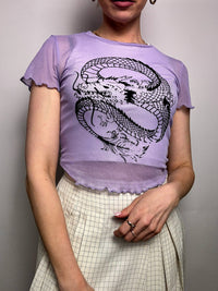 Top en mesh violet avec dragon LA SHADY M vintage