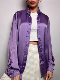 Vintage lila Satin Fluid Shirt L