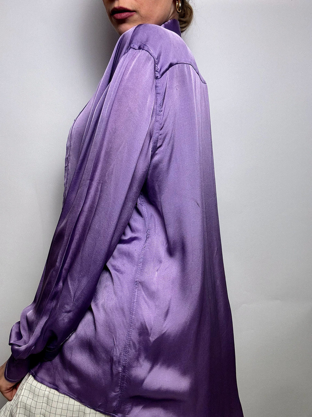 Vintage lila Satin Fluid Shirt L
