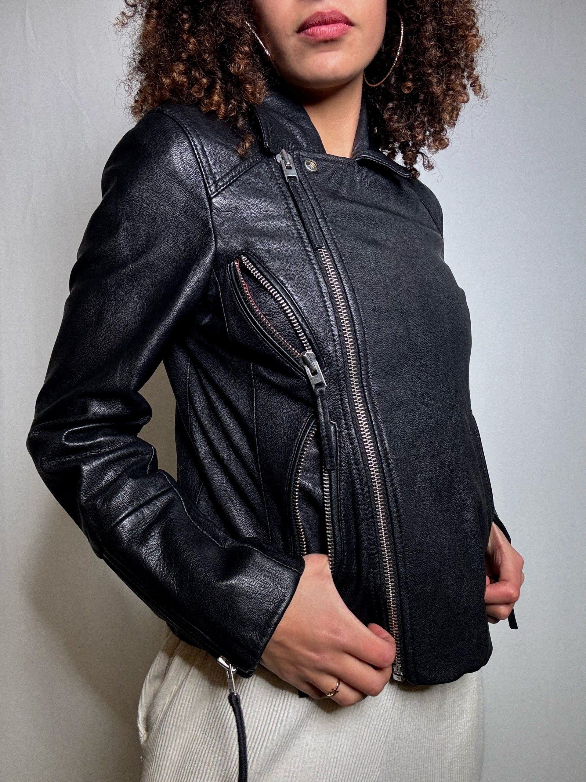 Perfecto en cuir noir S vintage