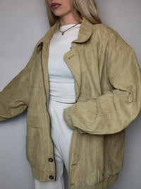 Vintage beigefarbene Pfirsichhautjacke XXL