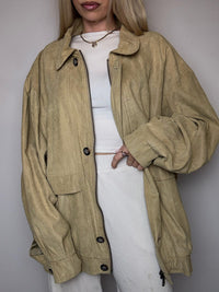 Vintage beigefarbene Pfirsichhautjacke XXL