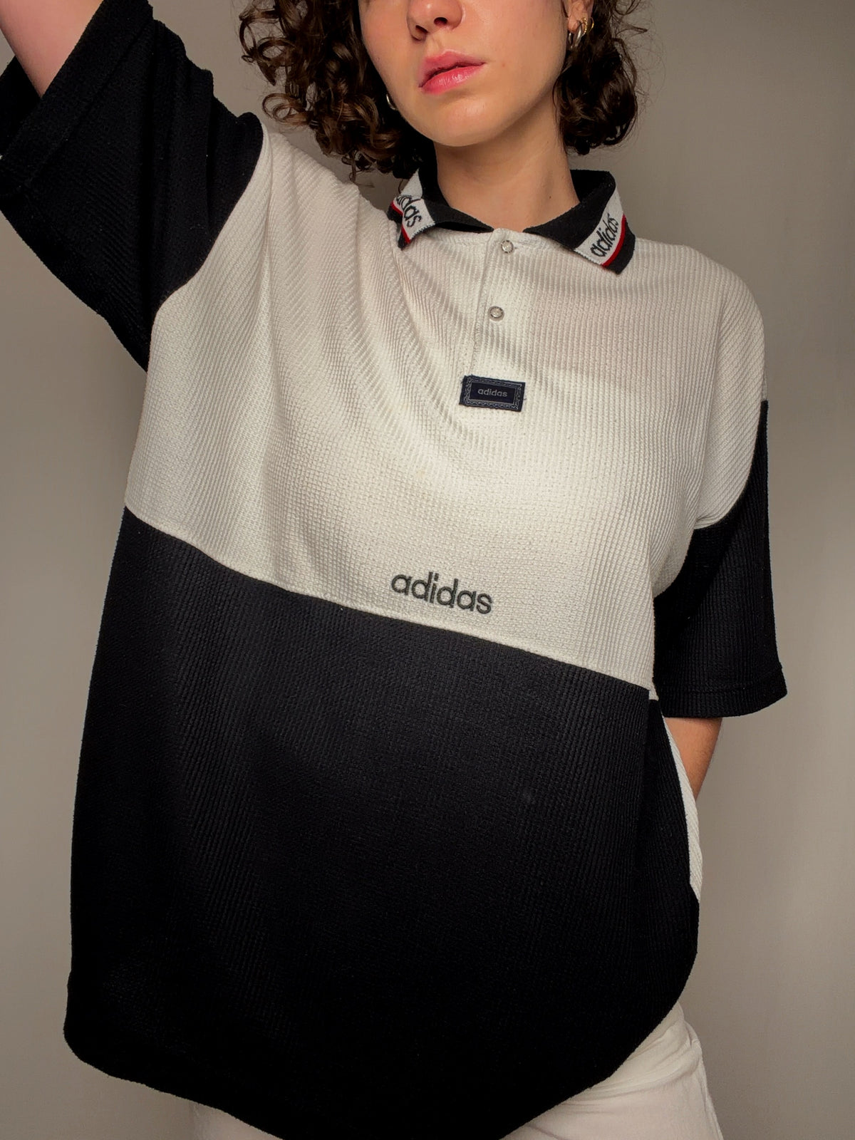 Polo éponge bicolore adidas XL vintage