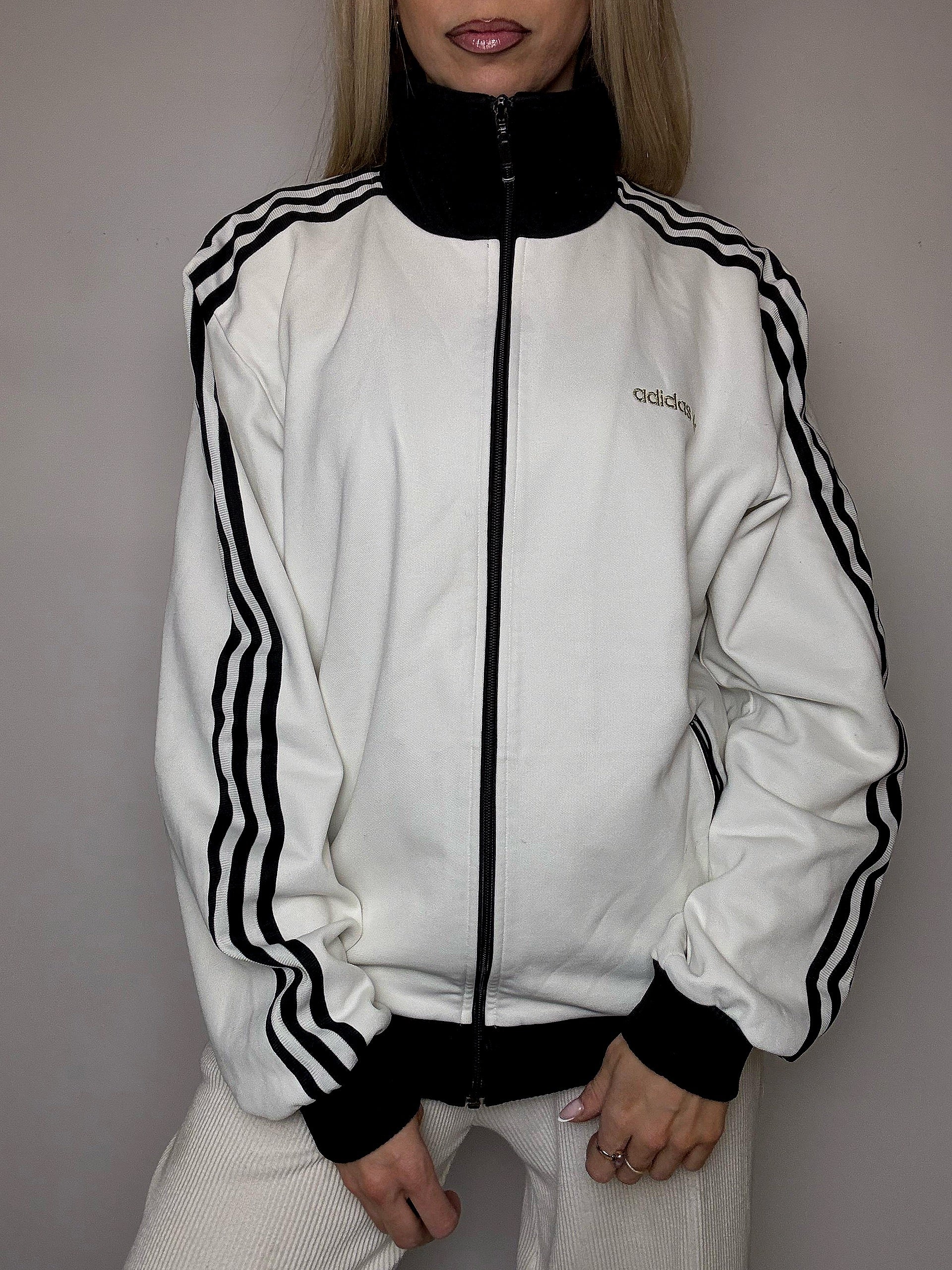 ADIDAS L Vintage schwarze Sportjacke