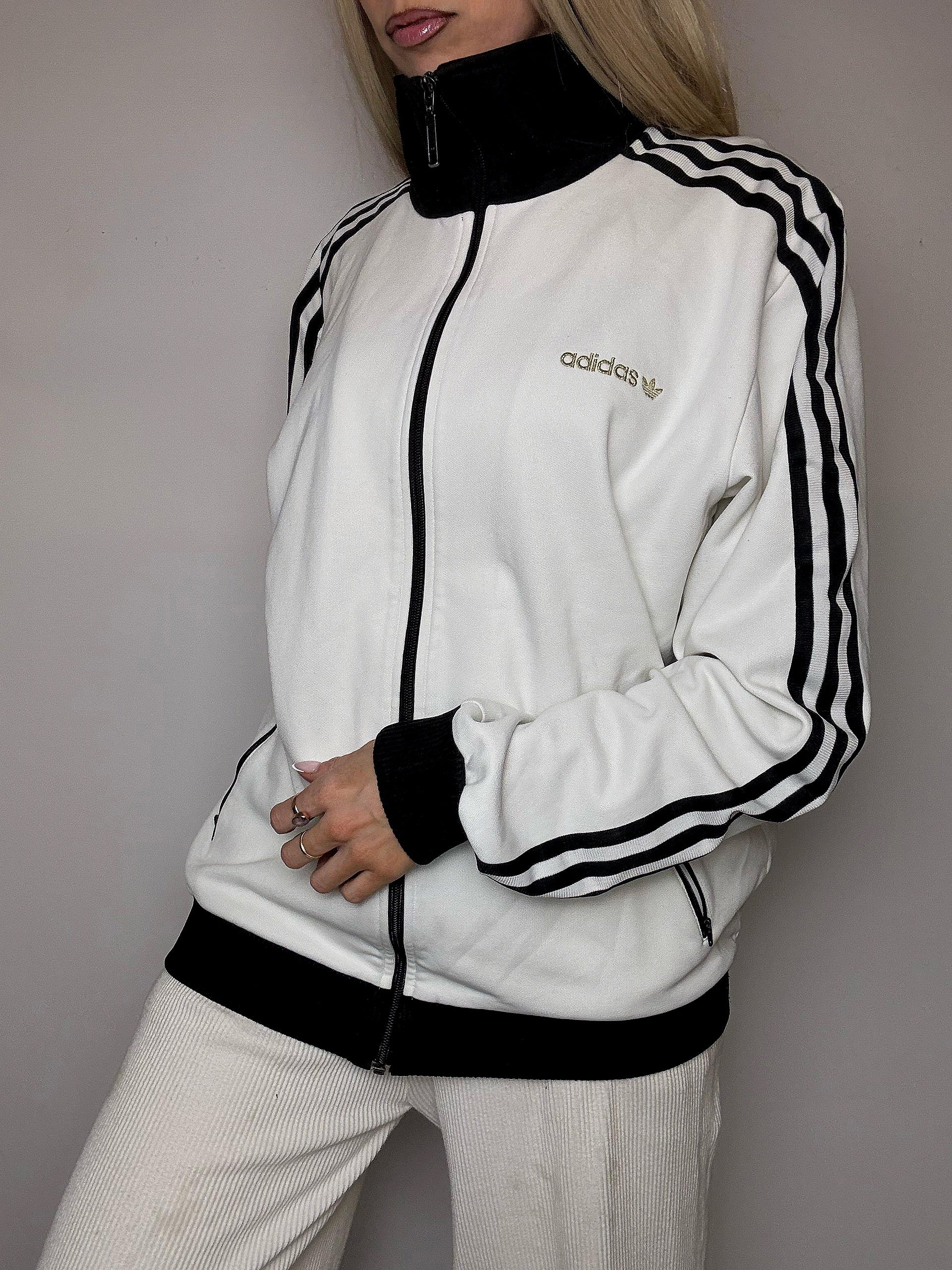 ADIDAS L Vintage schwarze Sportjacke
