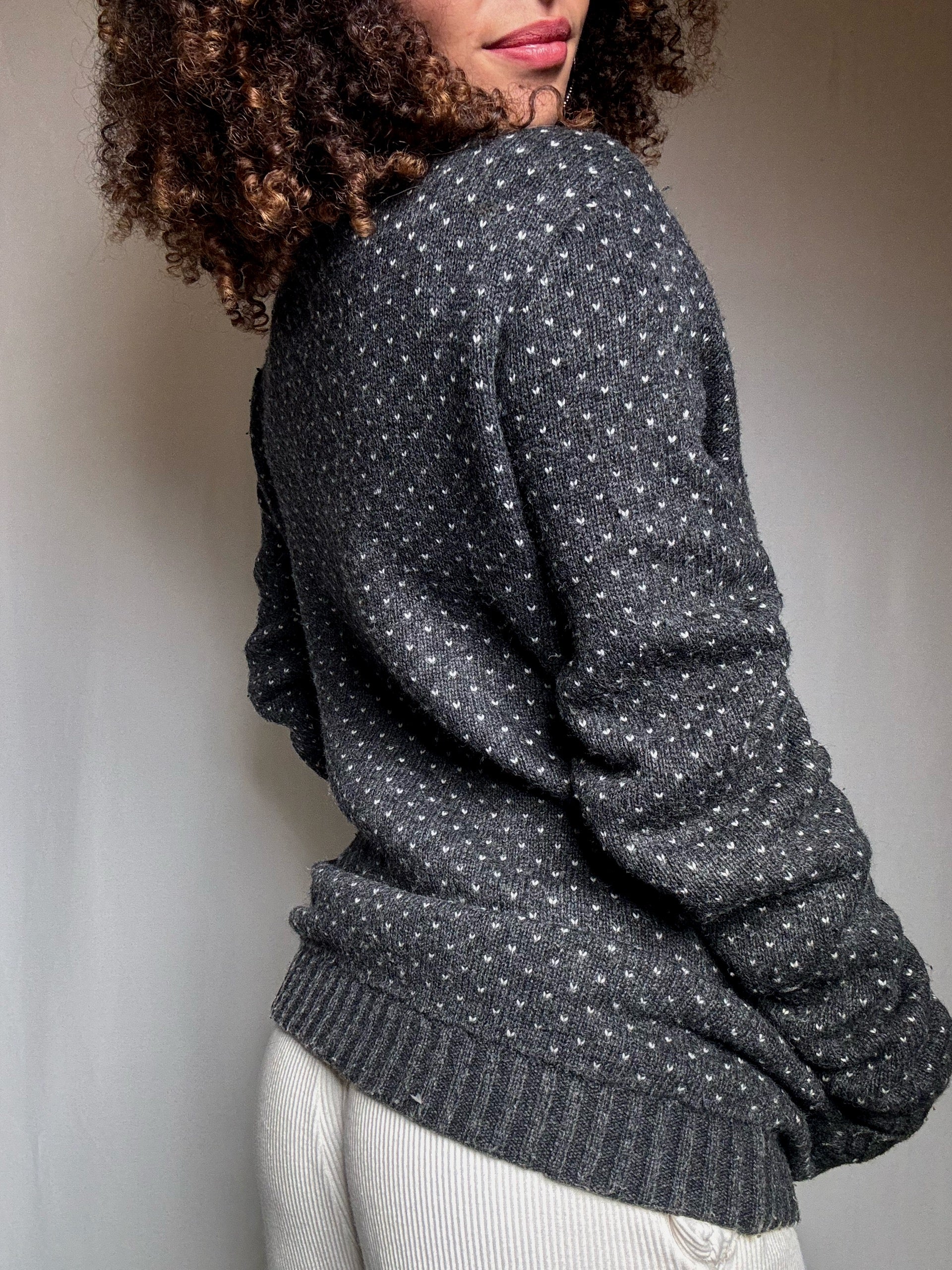 Cardigan zippé gris Lacoste M vintage