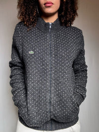 Cardigan zippé gris Lacoste M vintage