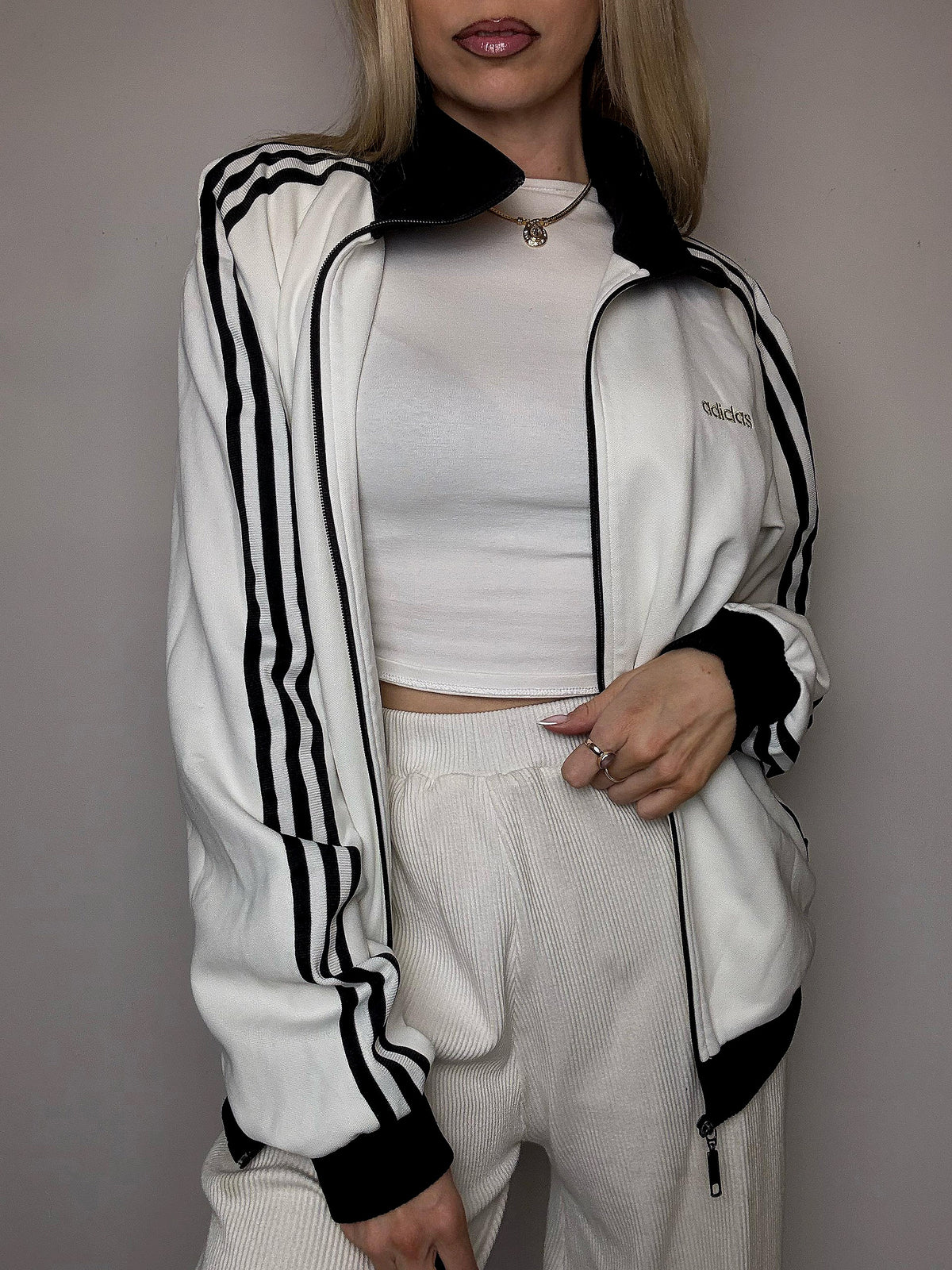 Veste de sport blanche ADIDAS L vintage