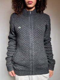 Cardigan zippé gris Lacoste M vintage