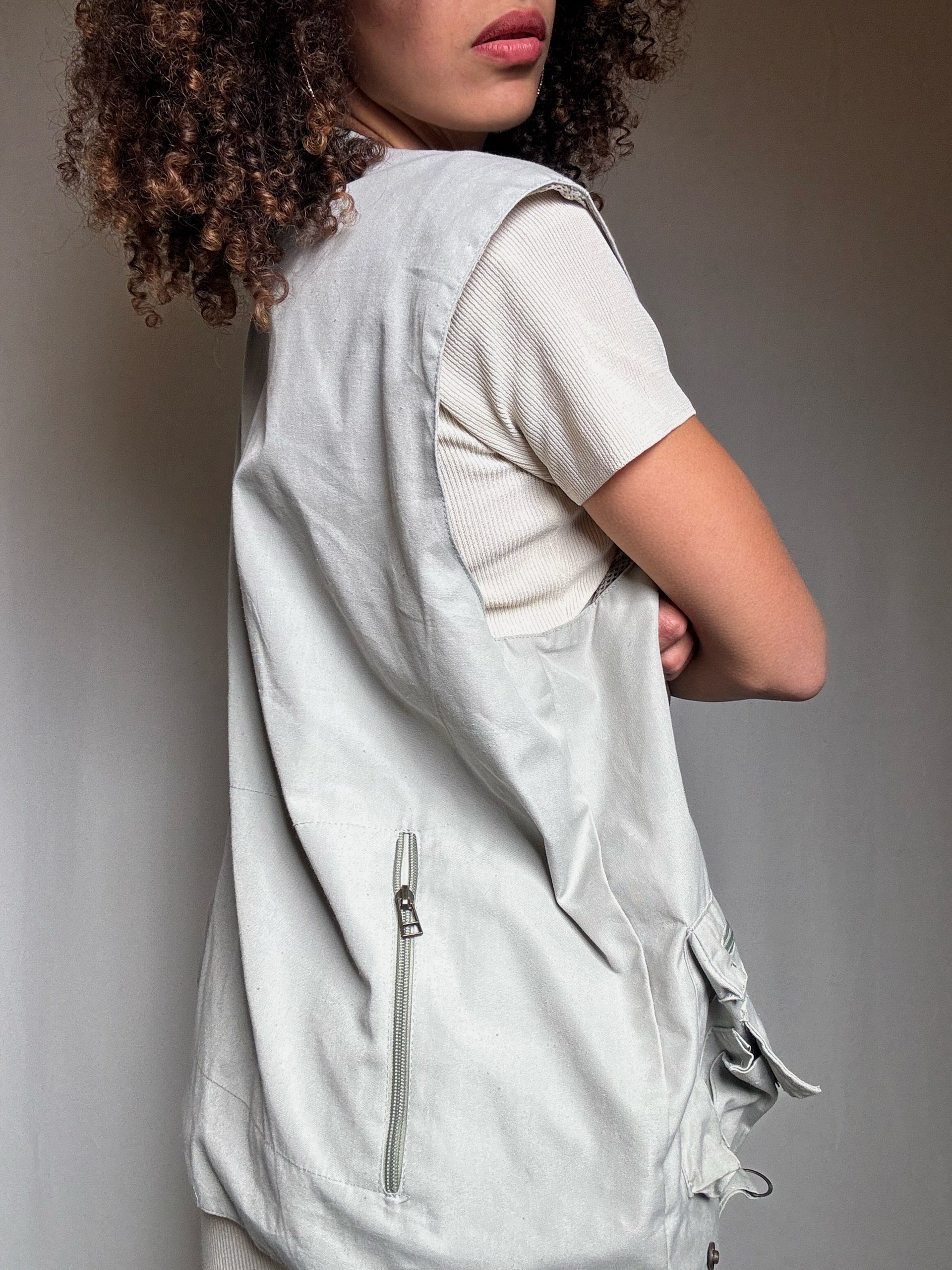 Gilet à poches beige XL vintage
