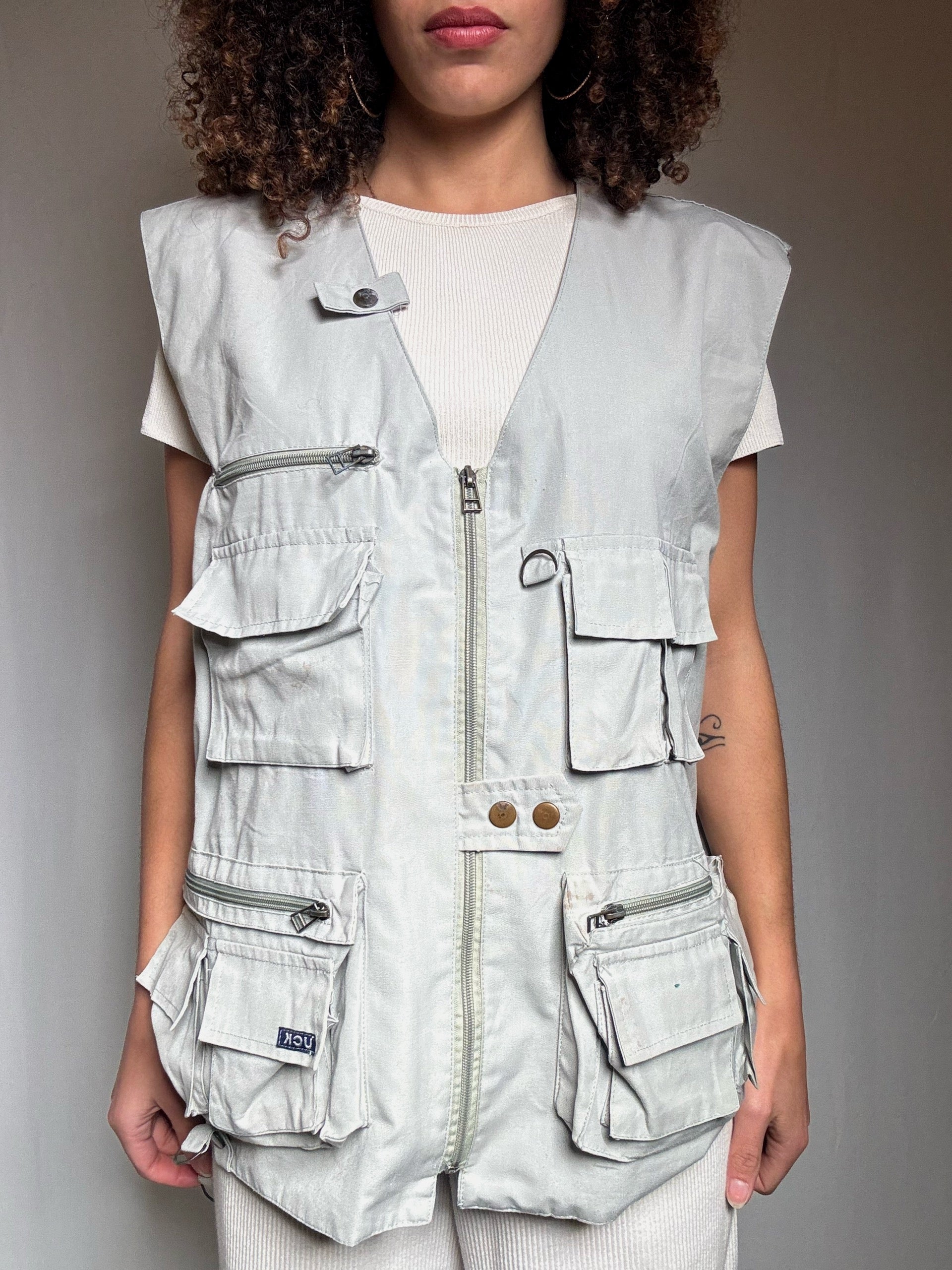 Gilet à poches beige XL vintage