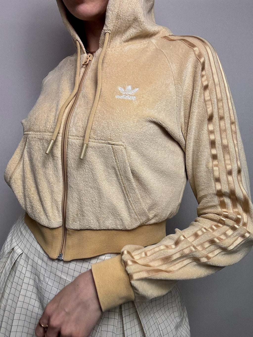 ADIDAS S Vintage rotes und rosa kurzes Sweatshirt