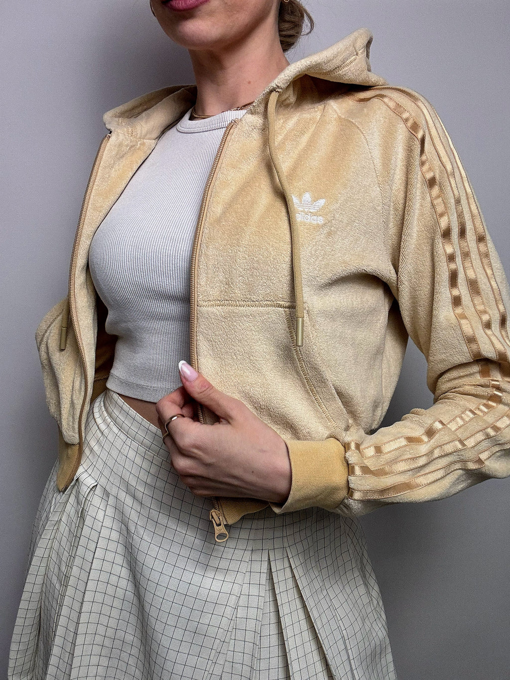 ADIDAS S Vintage rotes und rosa kurzes Sweatshirt