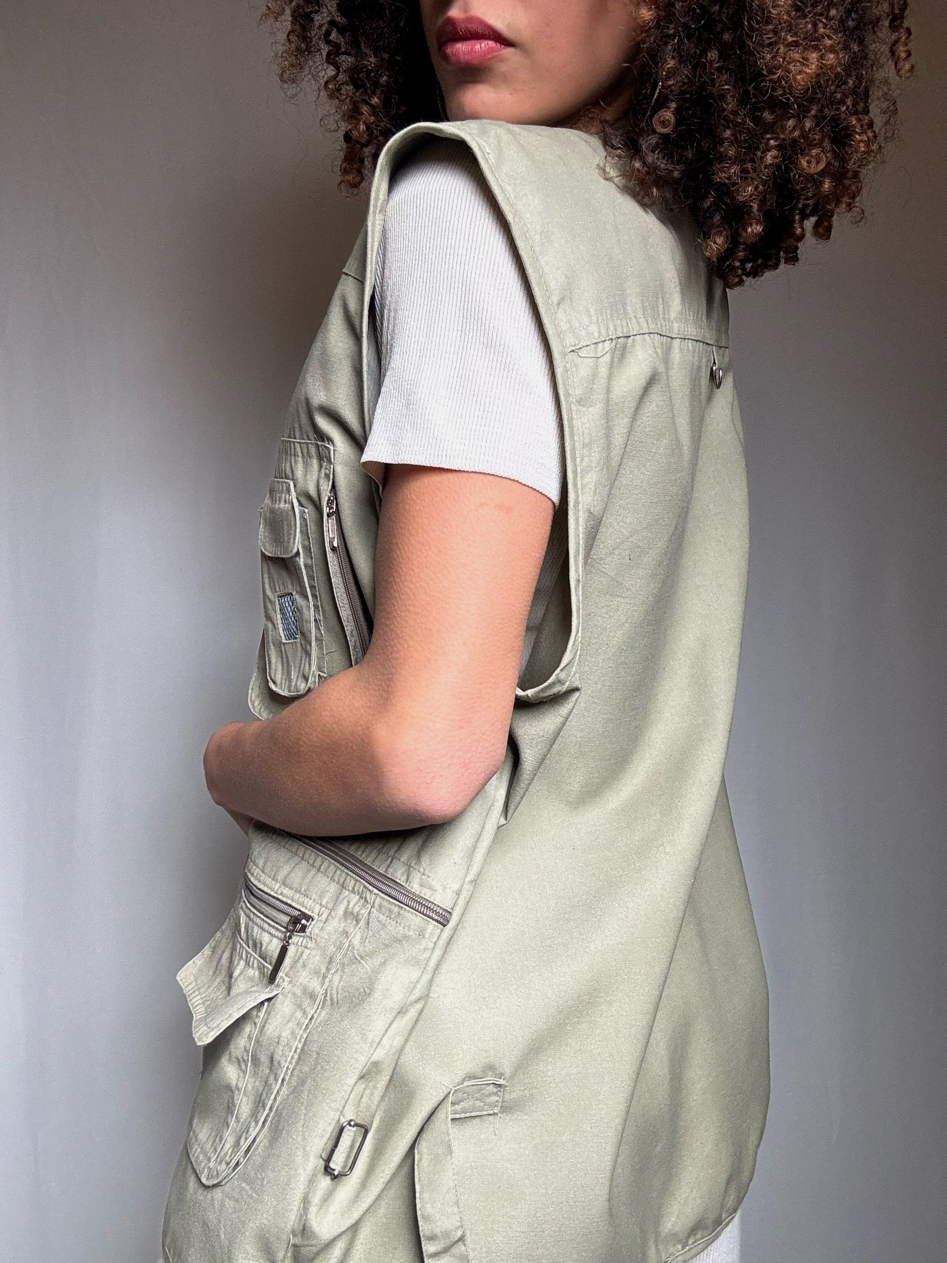 Gilet à poches kaki XL vintage