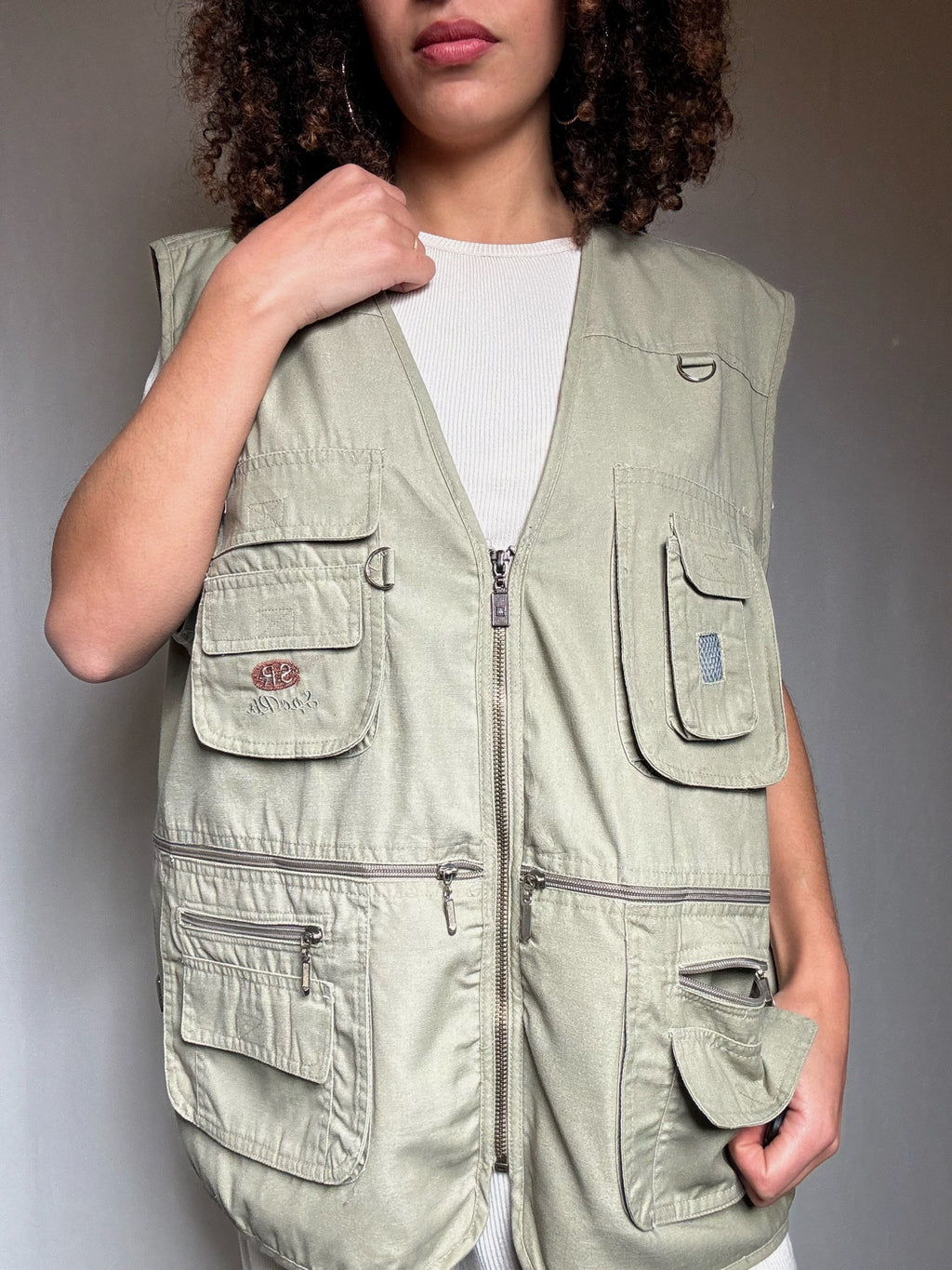 Gilet à poches kaki XL vintage