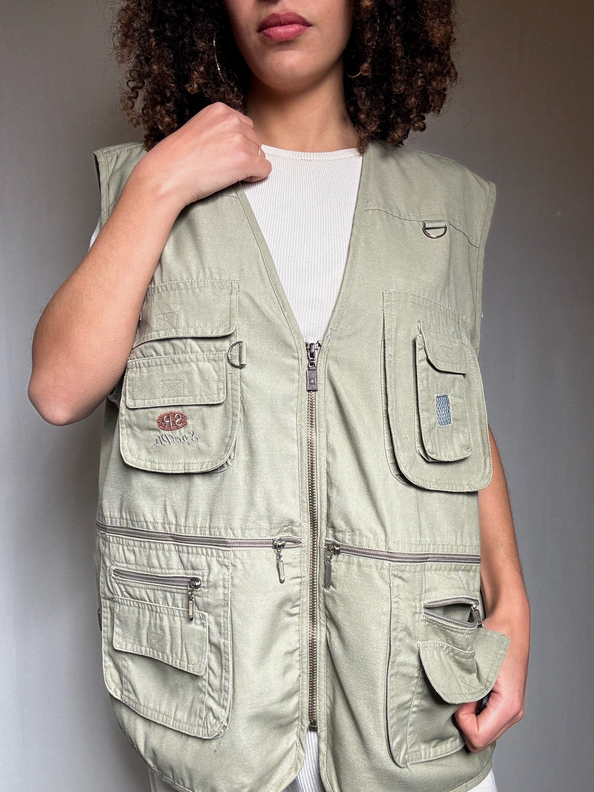 Gilet à poches kaki XL vintage