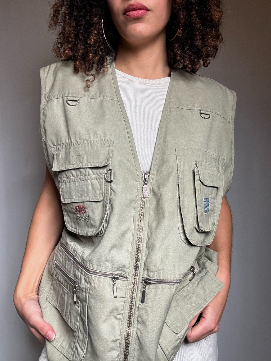 Gilet à poches kaki XL vintage