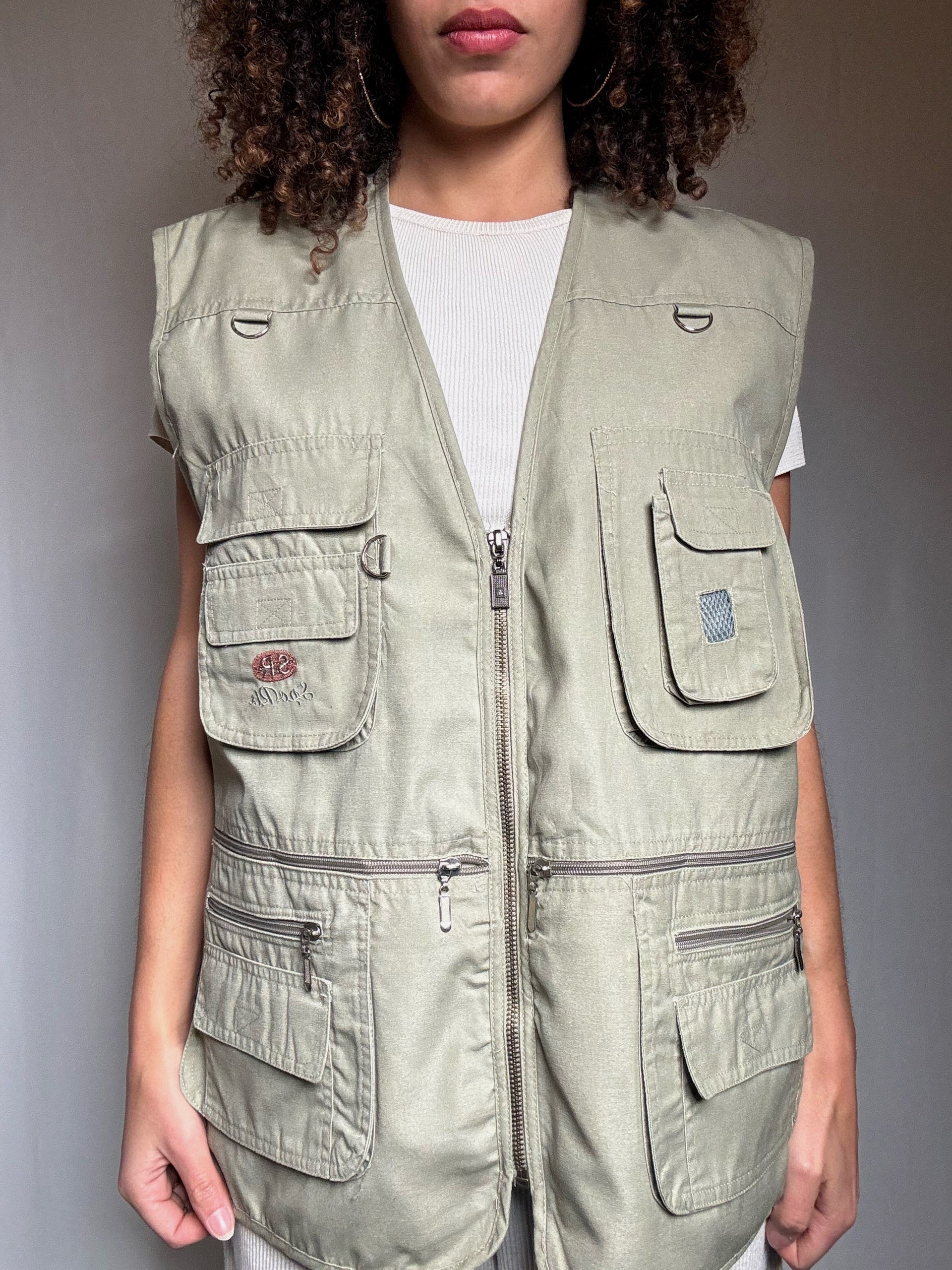 Gilet à poches kaki XL vintage