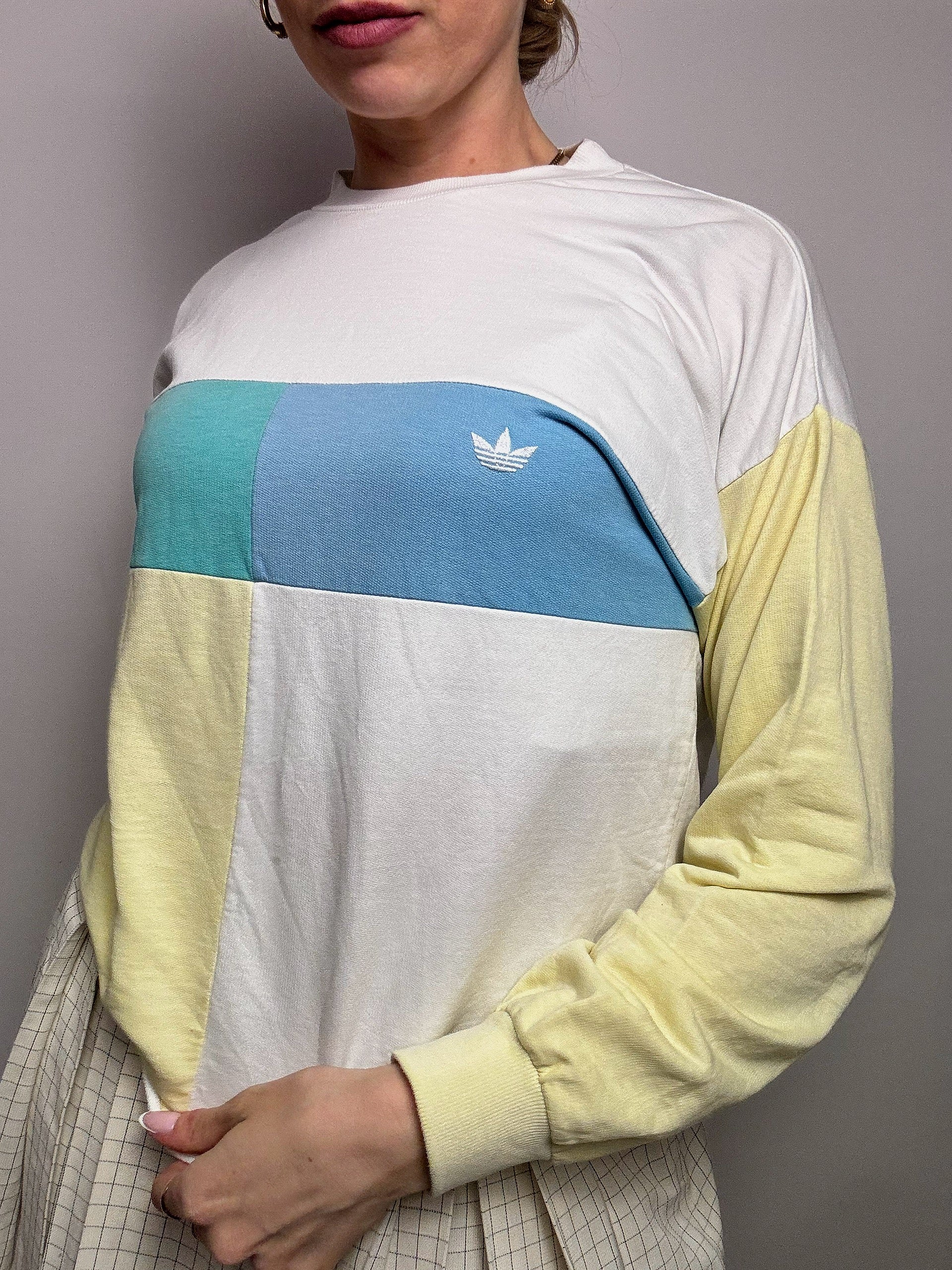 Tee shirt manches longues tricolore ADIDAS S/M vintage