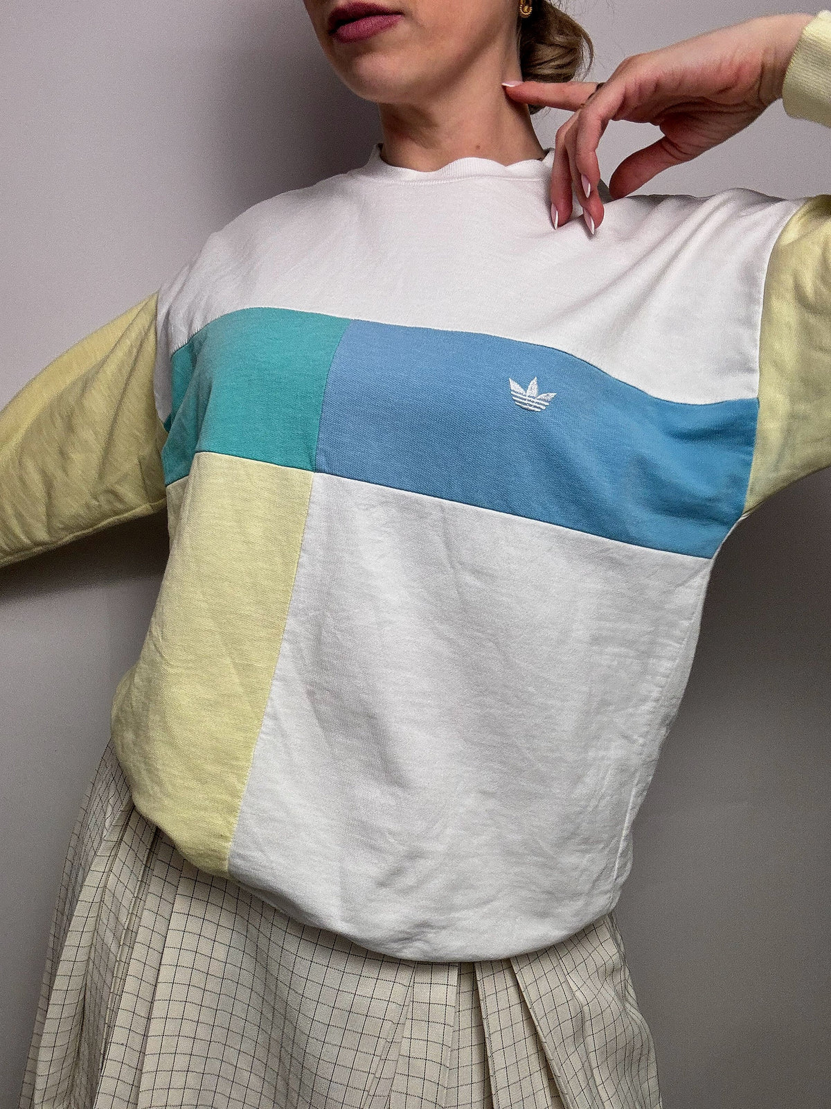 Tee shirt manches longues tricolore ADIDAS S/M vintage