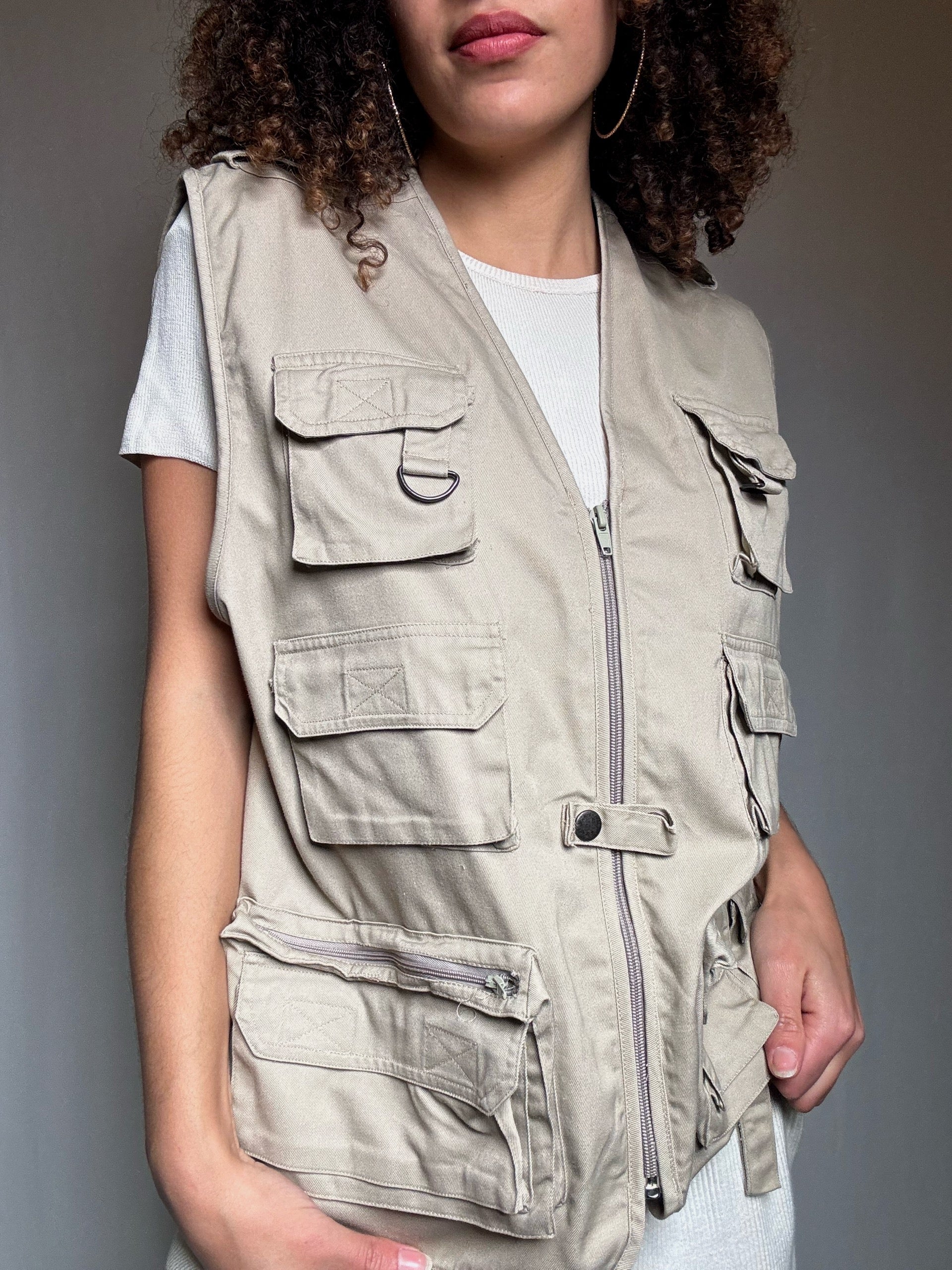 Vintage L beige pocket vest