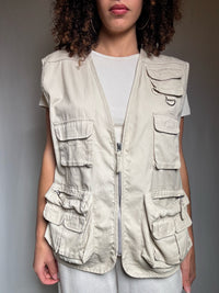 Gilet à poches beige L vintage