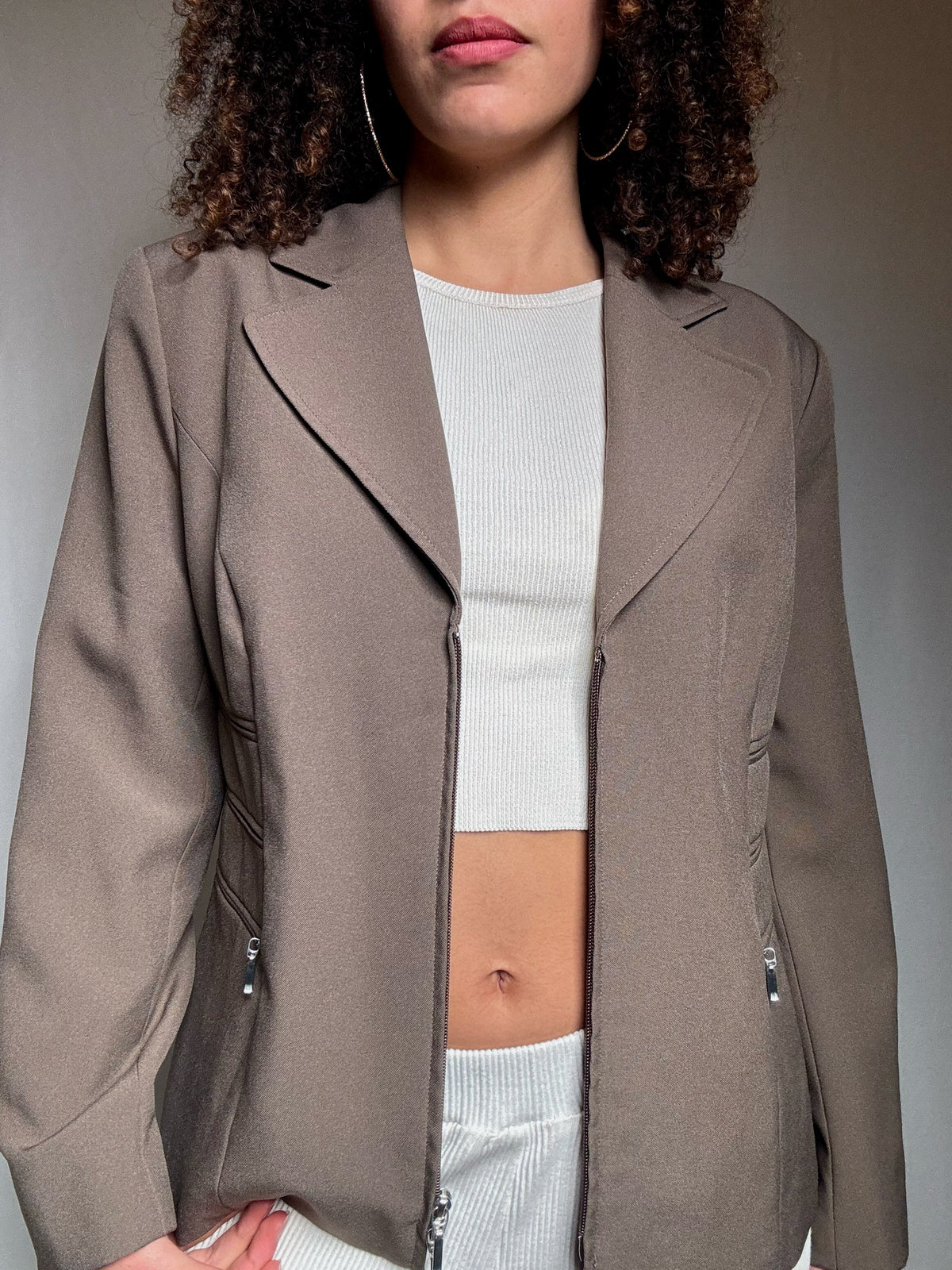Veste taupe cintrée L vintage