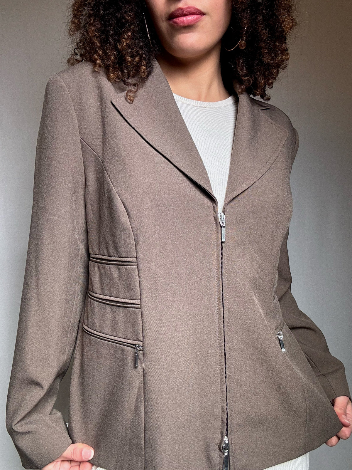 Veste taupe cintrée L vintage