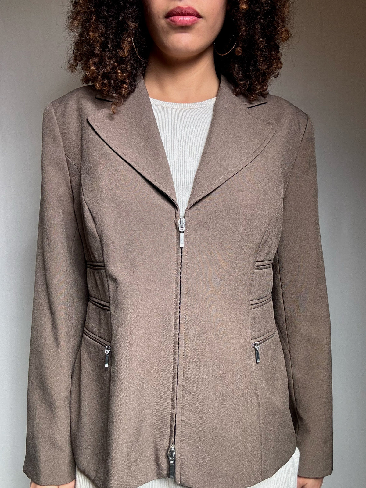 Veste taupe cintrée L vintage