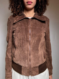 Vintage Bomberjacke aus braunem Wildleder Größe M