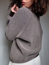 Pull en maille beige et brun XL vintage