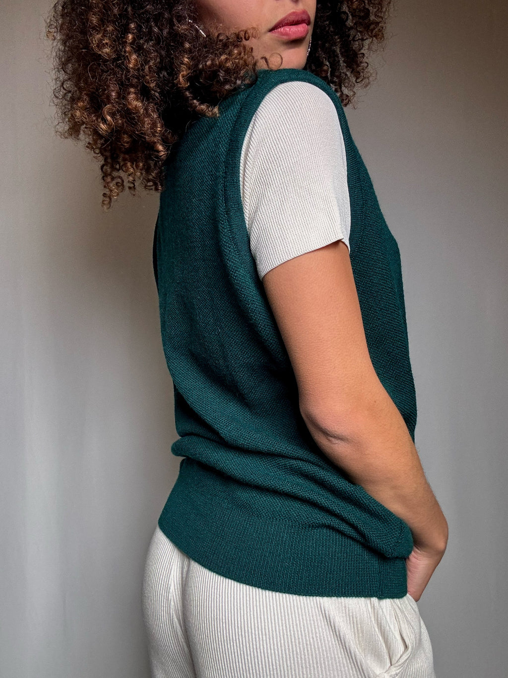 Flaschengrüne Vintage Weste XL