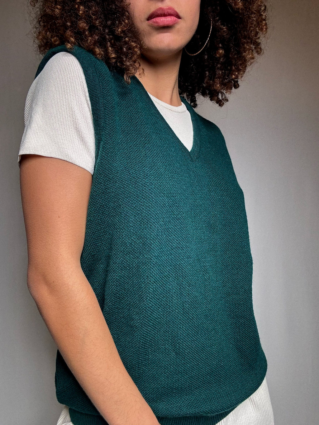 Flaschengrüne Vintage Weste XL