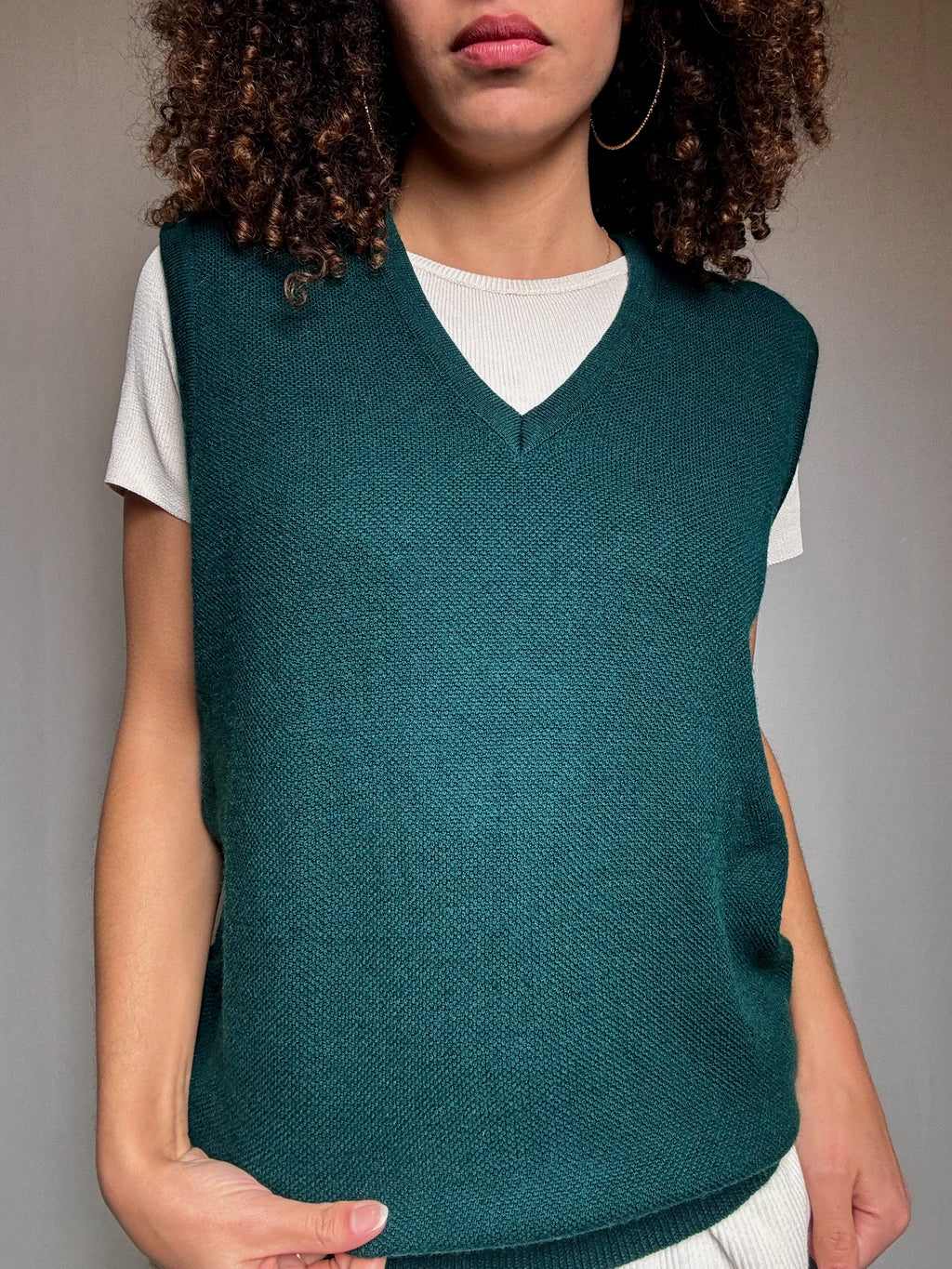 Flaschengrüne Vintage Weste XL