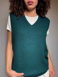 Flaschengrüne Vintage Weste XL