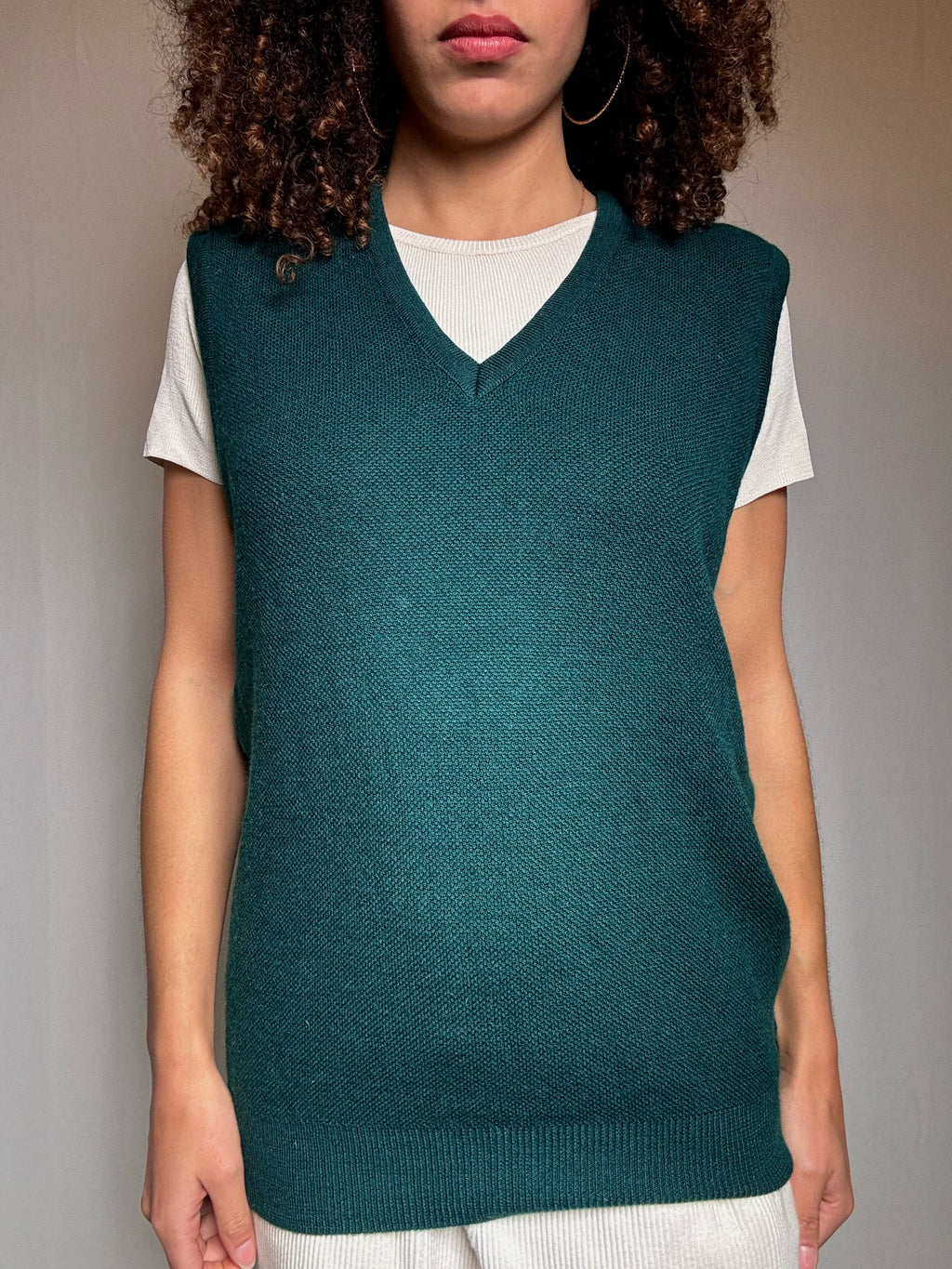 Flaschengrüne Vintage Weste XL