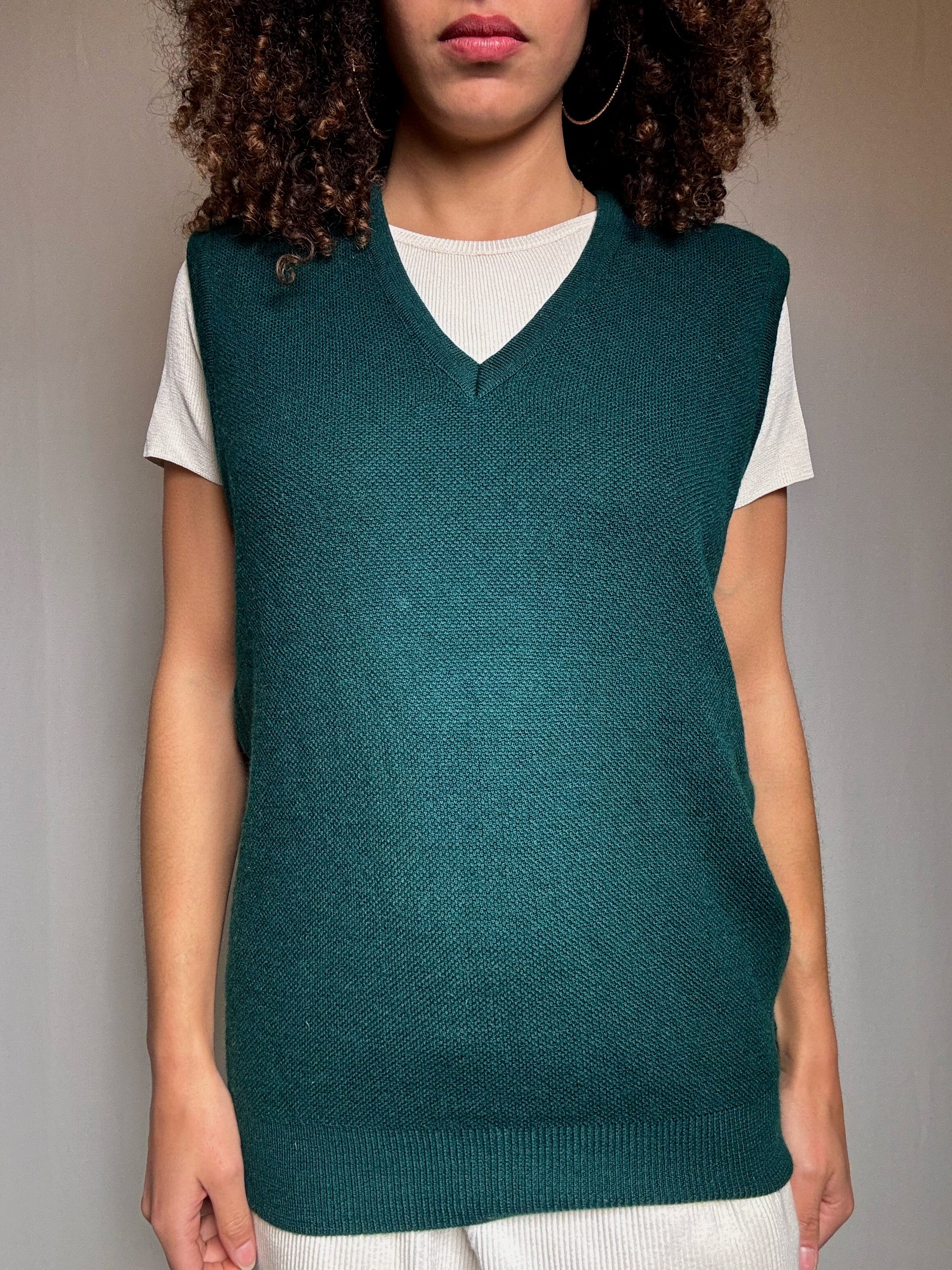 Flaschengrüne Vintage Weste XL