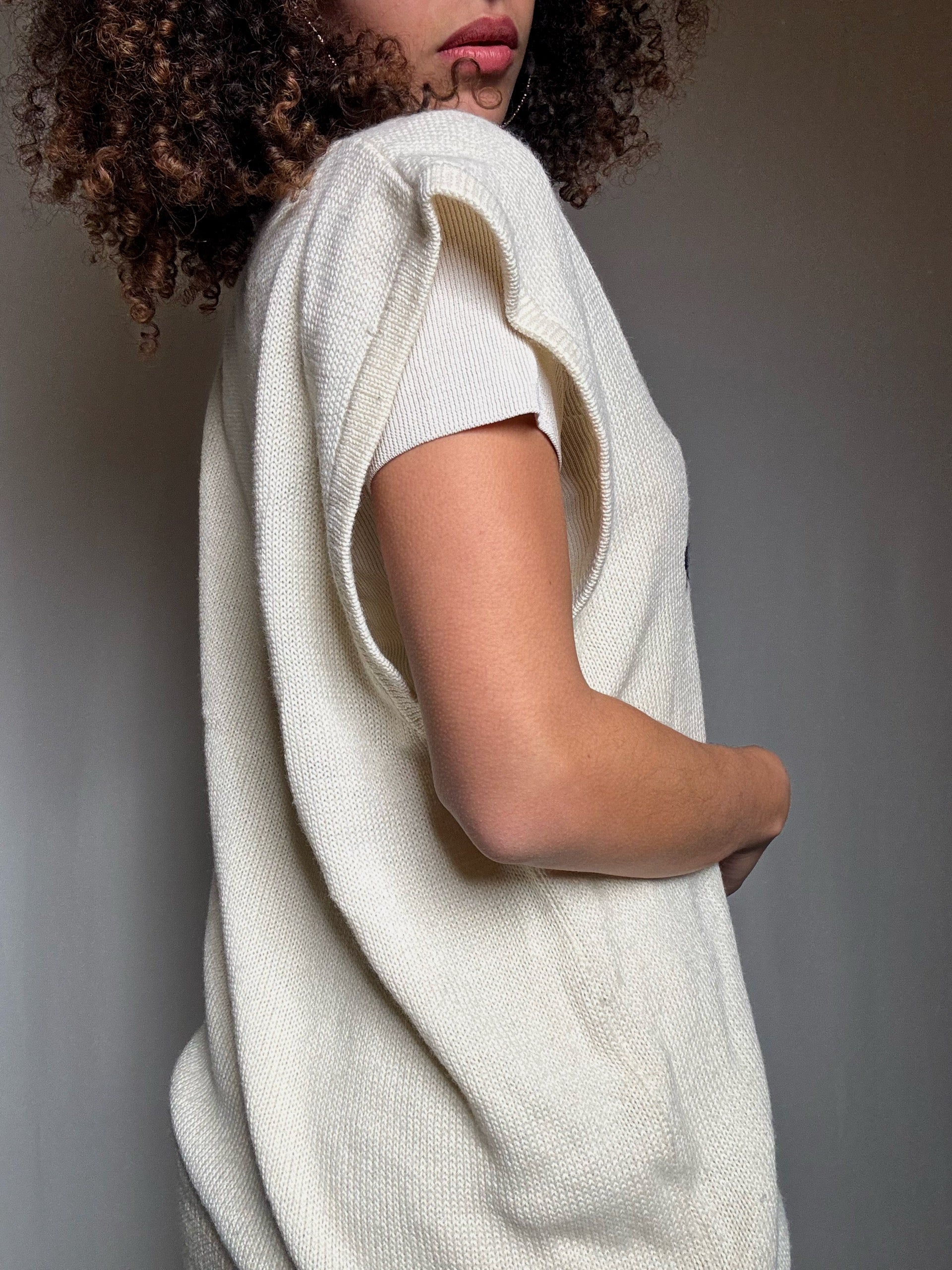 Gilet crème brodé XXL vintage