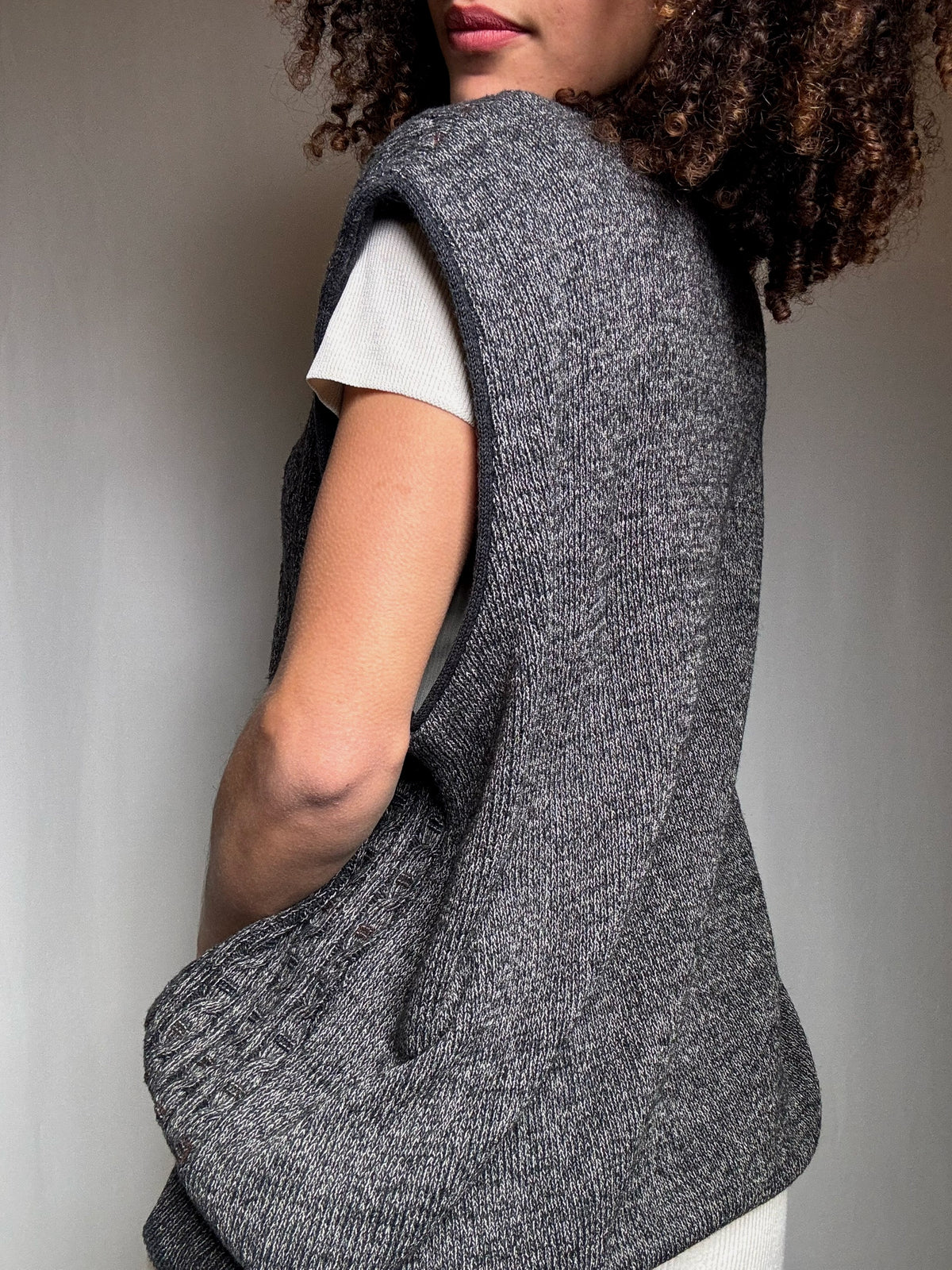 Gilet maille gris XL vintage