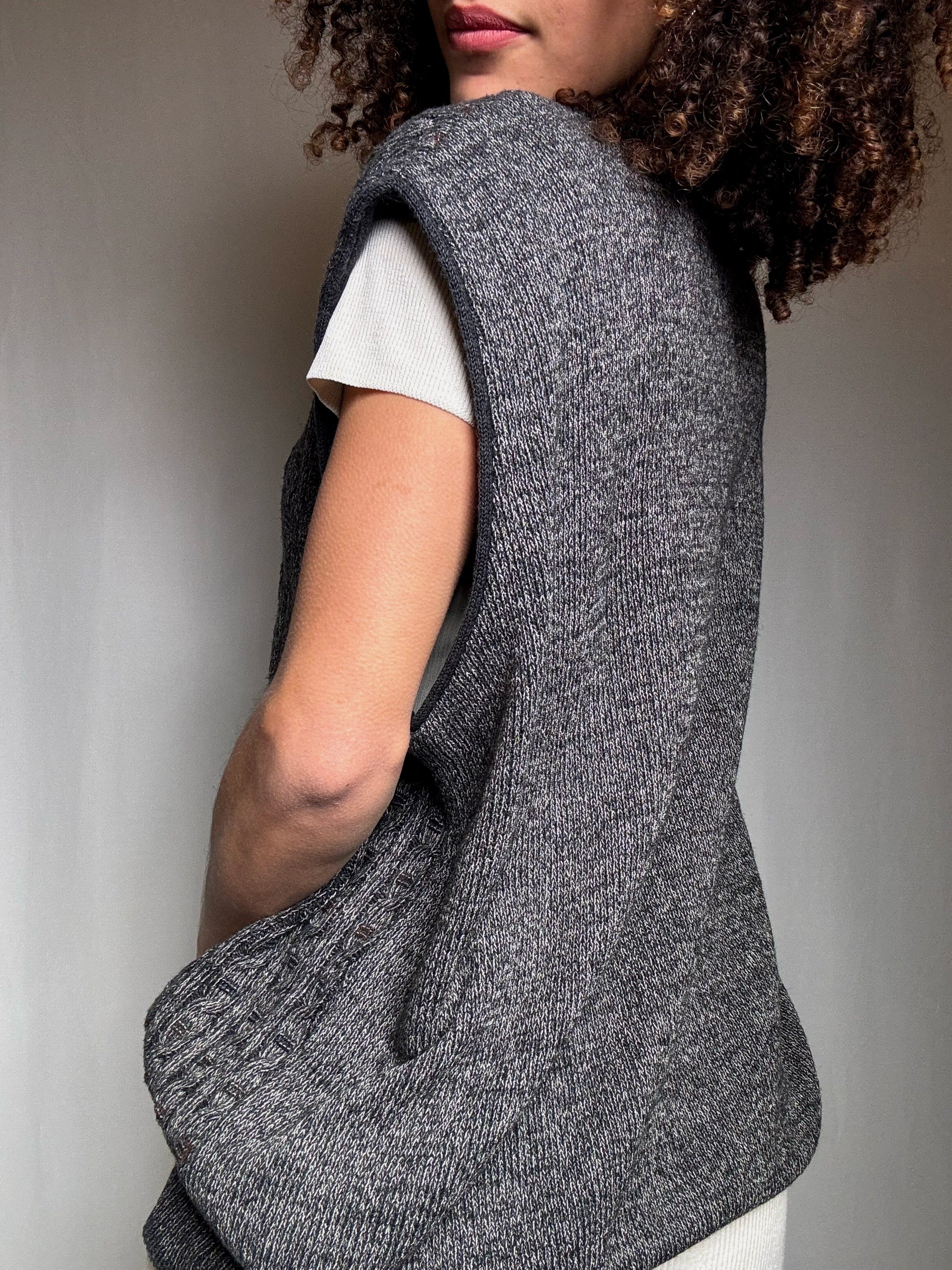 Gilet maille gris XL vintage