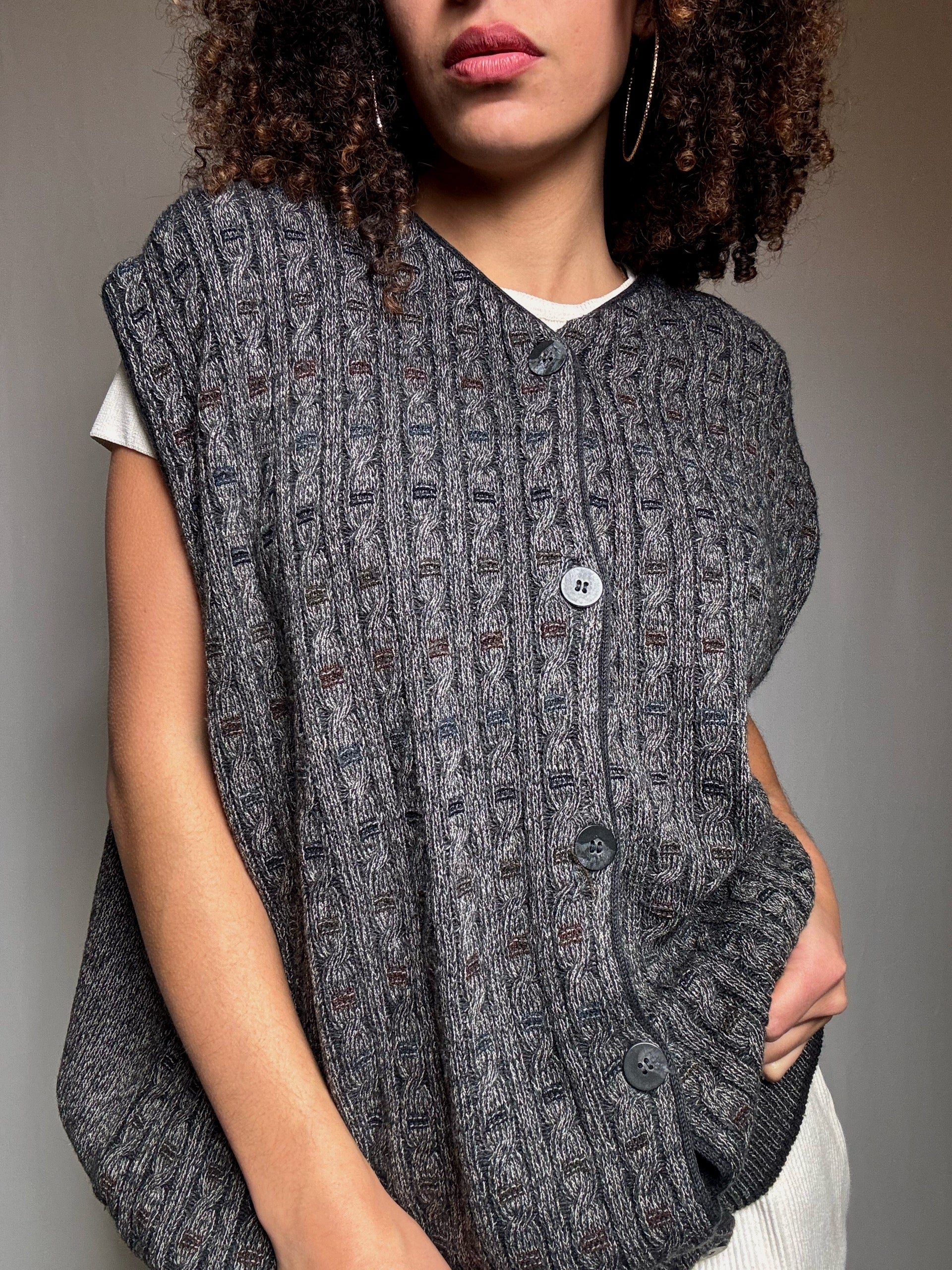 Gilet maille gris XL vintage