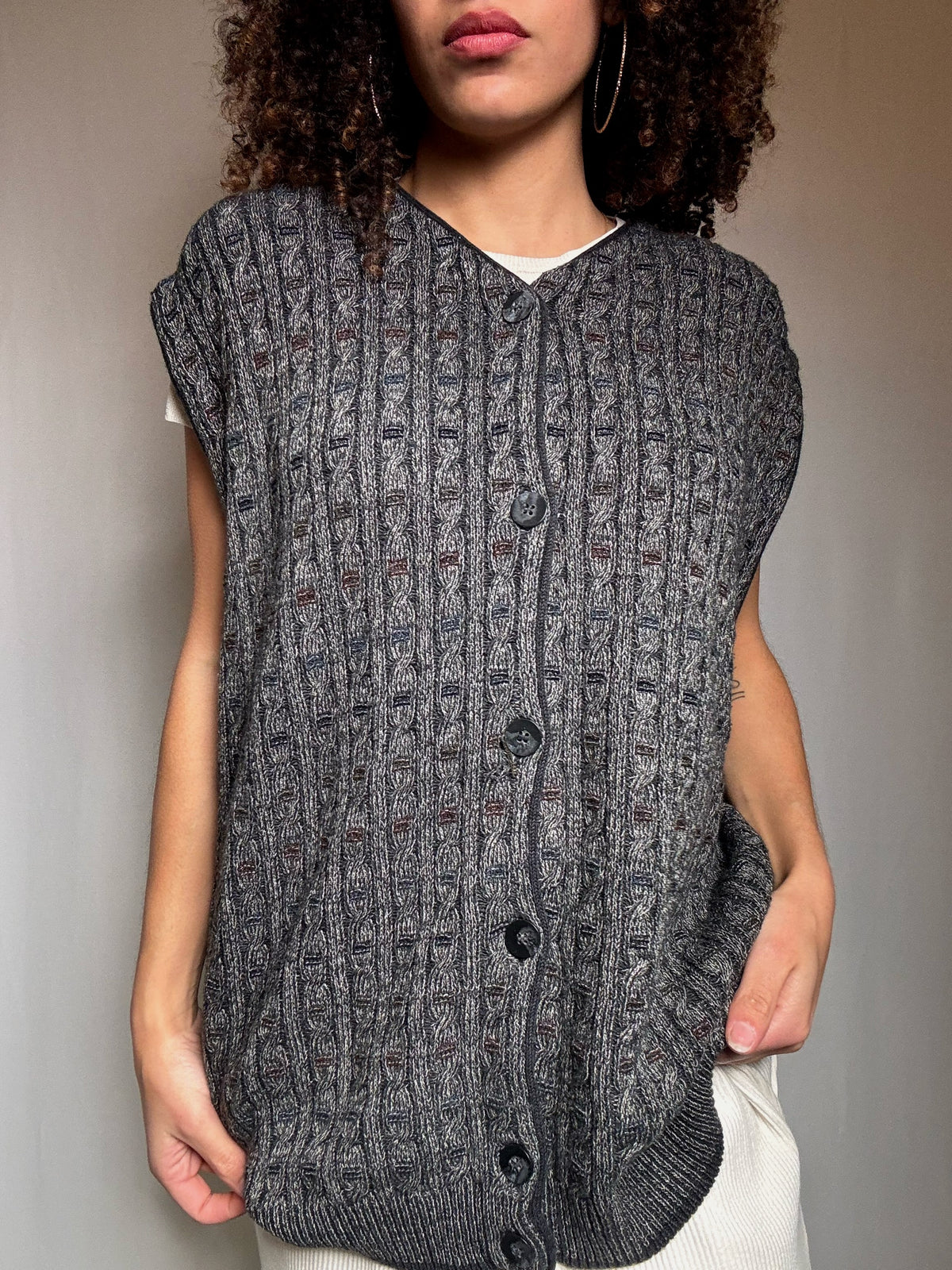 Gilet maille gris XL vintage
