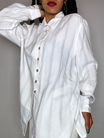 Chemise à détails blanche L vintage