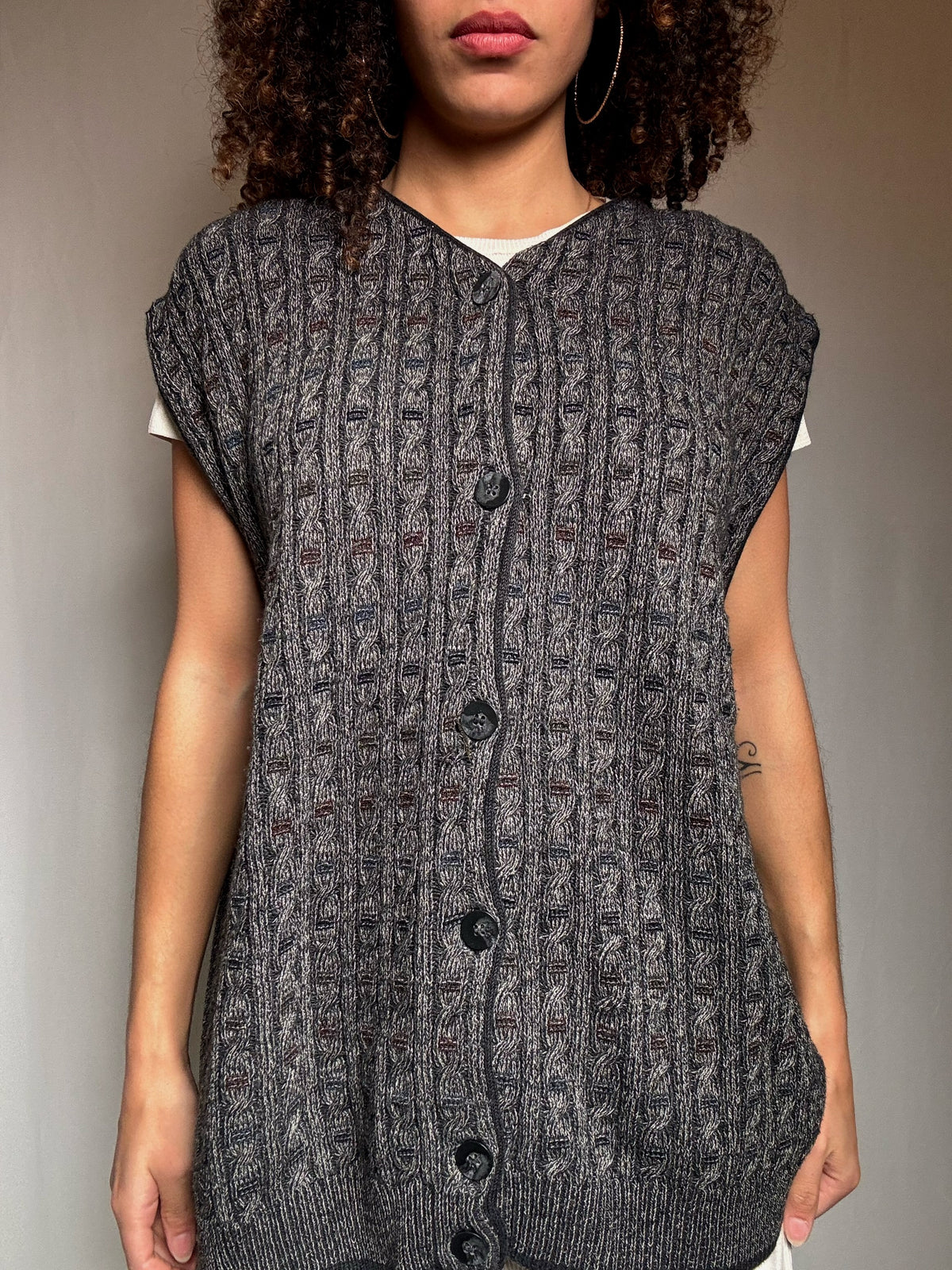 Gilet maille gris XL vintage