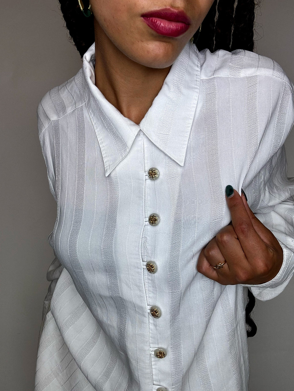 Vintage-Hemd mit weißen Details, Größe L