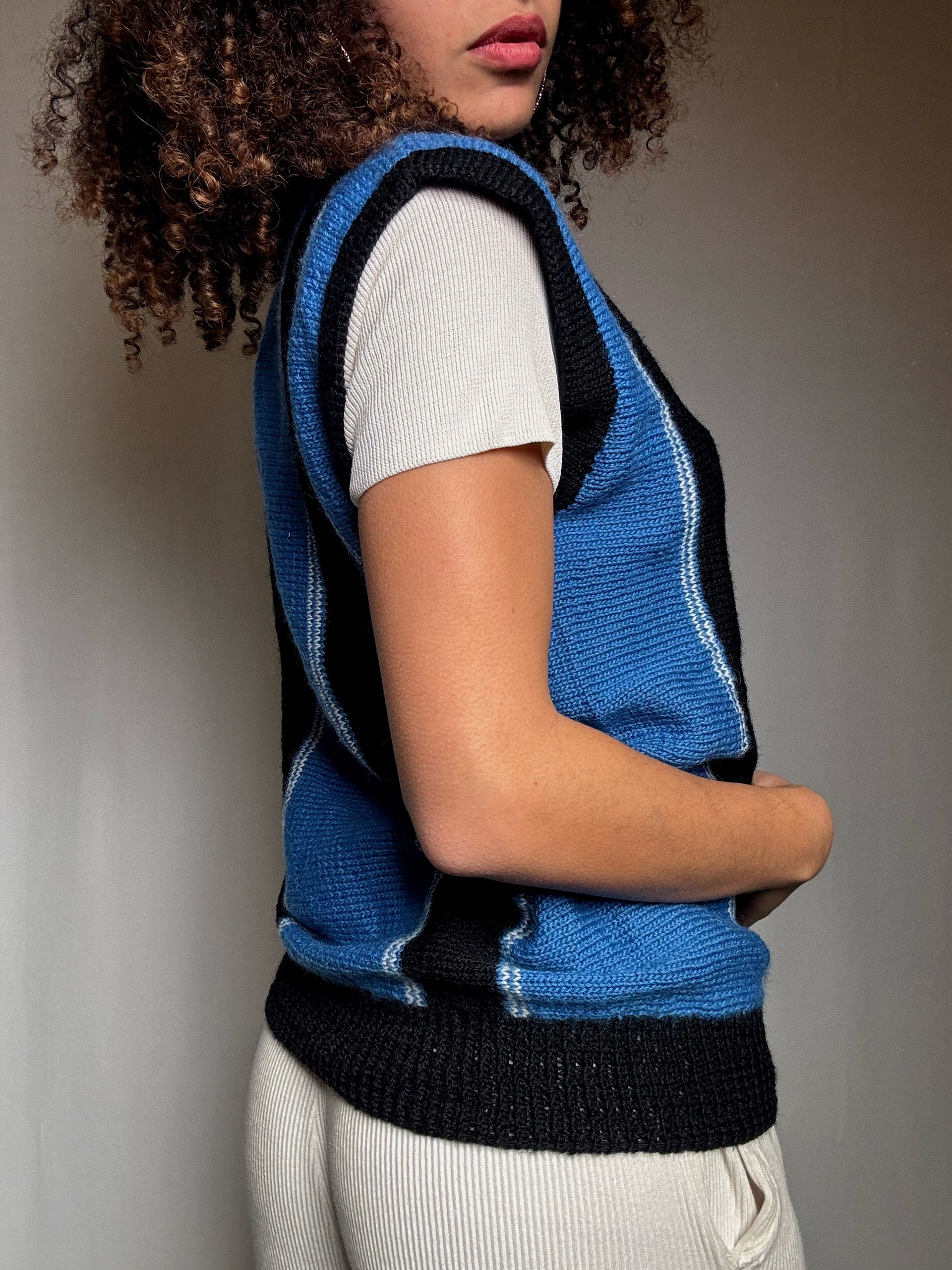 Gilet en maille tricolore M vintage