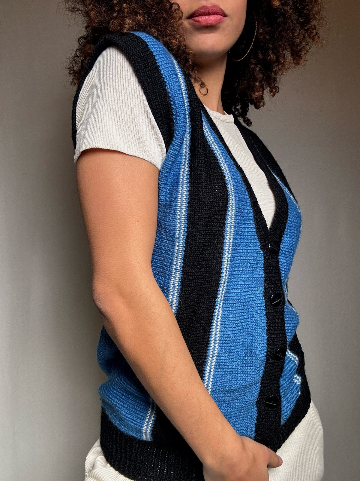 Gilet en maille tricolore M vintage
