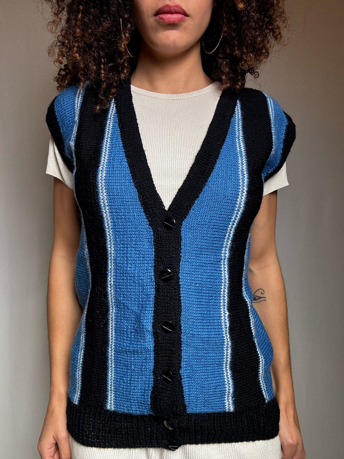 Gilet en maille tricolore M vintage